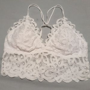 White flower lace bralette